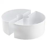 AuldHome Umbrella Planter for Patio Table with Umbrella Hole (White), Enamelware Half-Circle Planter Pots
