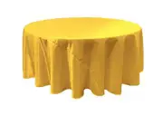 LA Linen Bridal Satin Round Tablecloth, 132-Inch, Yellow
