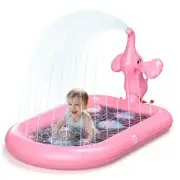 Splash Pads for Toddlers 1-3, Pink Elephant Toy Splash Pad for Kids, Outdoor