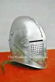 Medieval Visor Helmet Battle Warrior Knight Visored Sallet Halloween Costume