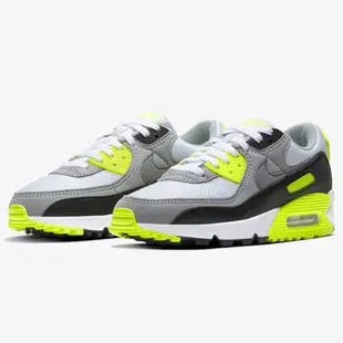 NIKE Air Max 90 女鞋 休閒 復古 氣墊 避震 皮革 網布 灰 螢光黃 【運動世界】CD0490-101