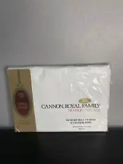 Vtg Cannon Royal Family Percale no-iron WHITE Full Extra long fitted Sheet NOS