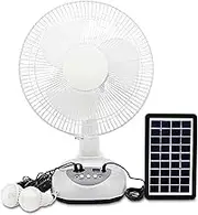 Rechargeable Standing Oscillating Fan with Night Light, Solar Panel Fan 3-Speed, 12" Portable Quiet USB Fan, 3 Blades Standing Pedestal Fan, Oscillating Pedestal Fan for Bedroom Camp Travel