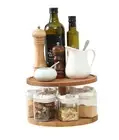 Turntable Tray 2 Tier Bamboo Lazy Susan 28cm Pantry Organiser Holder Spices