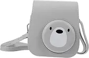 SWOOMEY 1Pc Cute Bear PU Instant Camera Case Bag Compatible with Mini Stylish Shoulder Strap for Travel Hiking and Daily Use Protects Against Scratches and Dirt