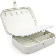 [Yotsuba] Portable Travel Jewellery Box Rings Organizer Leather Ornaments Display Case Jewellery Organiser, PU Leather Small Portable Travel Case 2 Layers Organizer Display Storage Holder Box for Rings, Earrings, Necklaces, Bracelets (White)
