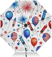 [RPLIFE] Umbrella, Auto Open Close Collapsible Umbrellas for Rain Windproof, Compact Size for Backpacks/Handbags - for Travel, Independence Day White