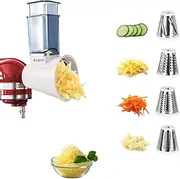 Slicer/Shredder Attachments for KitchenAid Stand Mixers, Food Slicers Cheese Grater Attachment, Salad Maker Accessory Vegetable Chopper with 4 Blades Dishwasher Safe