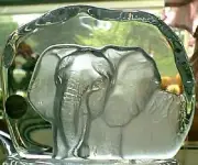 French Crystal Frosted ELEPHANT Cristal d'Arques Art Glass Paperweight NEW NIB