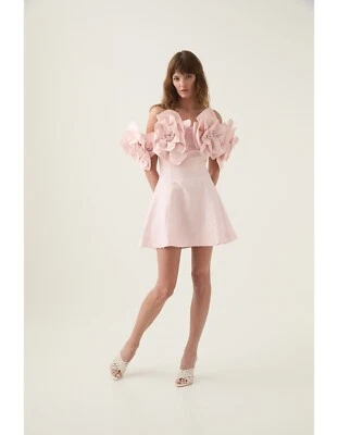 AJE Dress BNWT Etta Linen-blend Pastel Pink Floral Mini Dress AU 8/US 4/ Small
