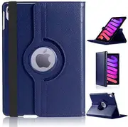 For Apple iPad Mini 7 8.3" 2024 /Mini 6 / 6th Gen Generation 2021 360 Degree Rotating Flip Leather Stand Smart Auto Sleep /Wake Case Cover (Navy Blue)