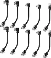 90 Degree Cat 6 Ethernet Extension Cable 10 Pack, Multiple Angle (UP/Down/Left/Right/Straight), Right Angle Cat6 RJ45 Gigabit Network LAN Patch Cord,250MHz 1Gbps for PC, Router, Xbox, PS4, PS3-2 Feet