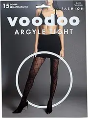 Womens Voodoo 15 Denier Argyle Tights Hosiery Black Stockings