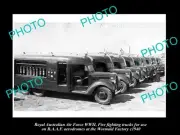 OLD HISTORIC PHOTO OF ROYAL AUSTRALIAN AIR FORCE WWII RAAF FIRE TRUCKS c1940