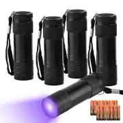 5 Pcs UV Black Light Flashlights Bulk, 9 Led 395-400nm Mini Blacklight Handhe...