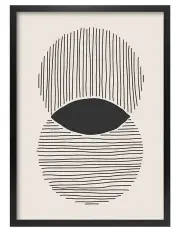 [Profile Australia] Australian Made Intersecting Circles Lines Art Print A3 in Black Frame No Border