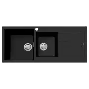 OLIVERI Santorini 1 & 3/4 Bowl Topmount Sink With Drainer - Matte Black ST-MB1511OF