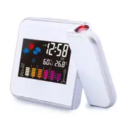 Digital Wireless Hygrometer Therometer LED Projection Weather Station Alarm Clock WHITE COLOR