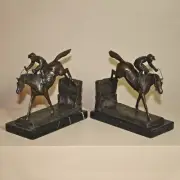 Jansen Furniture Jockey Bookends with Marble Base - in Pairs, AC & Silver Finish
