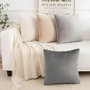 Yonous Neutral Gradient Combo Set Throw Pillow Covers, Premium Velvet Soft Square Cushion Cases, Decorative Pillows for Sofa Bedroom Car, Set of 4, 18x18 Inch YTPC-V2302-G4