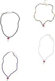 [TOGEVAL] Minimalist Mushroom Necklace for Kids Pendant Chain Handmade Jewelry Hawaii Style 4 Colors