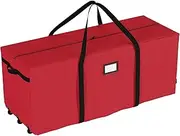 Rolling Storage Bag - 59-Inch Storage Bags with Durable Handles and Wheels for Outdoor Cushion Storage, Clothes Storage, and More by Pure Garden (Red)