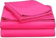 [American Linen] Luxury Sheets Trusted by The Biggest Hotels, Hot Pink Solid 600 Thread Count 4PC Olympic Queen Bed Sheet Set 100%-Egyptian Cotton, Sateen Solid, 12 Inches Deep Pocket.
