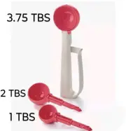 Tupperware Portioning Scoops Set Cookie Kitchen Tool 3 Sizes 3.75,2,&1 TBS Red