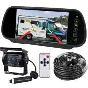 7" Reversing Mirror Monitor+4 Pin Rear View Backup Camera For Truck Caravan 4WD