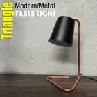 Table Lamp Light with Stylish Matt Metal Triangle Base and Copper Plating Arm
