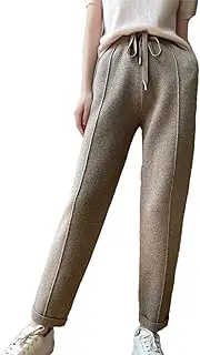 [Generic] Women's 100 Percent Solid Wool High Waist Pencil Pants Winter Thermal Slacks Pants Stretchy Athletic Jogger Sweatpants