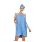 Spa Bath Body Towel Wraps for Plus Size Women 2X/3X, Women Absorbent Blue
