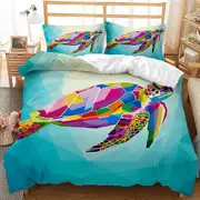 v4833 Bed Sheets Dolphin Turtle Doona Duvet Cover Set Pillowcases Size Bed Sheets IU4833