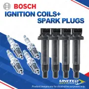 Bosch 4 Spark Plugs+4 Ignition Coil for Toyota Echo 1.5L 1NZFE I4 16V 80KW 99-05 (for: Toyota)