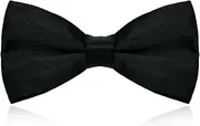 [Bliceon] Men’s Adjustable Solid Color Pre-Tied Bow Tie - Classic Black Satin Bowtie for Weddings, Parties, Formal Events - Adjustable Length Neckwear for Men