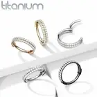 Implant Grade Titanium Double Lined CZ Hinged Segment Hoop Ring Ear Cartilage