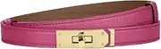 [Gudoye] Western Women Skinny Leather Belt Classic Solid Colour Alloy Turn Lock Ladies Adjustable Thin Belt Slim Waist Belt For Dresses Jeans Coat(Rose gold)