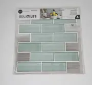 RoomMates 10.5" x 10.5" Peel Stick Aqua Sea Glass Subway Tile (S/4 Sheets) NEW