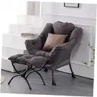 Lazy Chair with Ottoman, Modern Accent Chair Contemporary Lounge Dark Grey