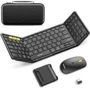Foldable Keyboard and Mouse, Folding Bluetooth Keyboard Mouse Combo, 2.4G + B...