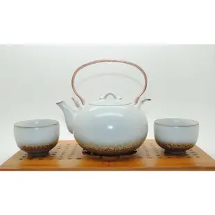 乾唐軒活瓷陶器----福心提梁壺茶具組----油脂釉茶杯茶壺一壺六杯禮盒裝