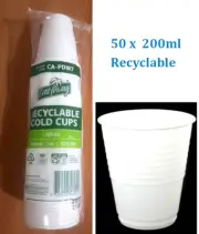 CastAway White Plastic Drinking Beverage Cup 200ml 7oz Recyclable 50 Cups B163