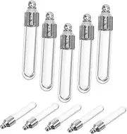 Veemoon Vial Necklace Charm Small Vials with Screw Making Small Bottles with Lid Little Vial Wedding Favors Jewelry Pendant Travel Bottle Keychain Mini Halloween Metal White