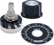 SKXMOD 2pcs Single Turn Carbon Film Rotary Taper Potentiometer Used for Inverter Speed Regulation.Motor Speed Control+2pcs A03 knob+2pcs dials (Size : B103 10K ohm)