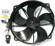 SPAL 30103131 7.2" Puller Radiator Condenser Fan 12 Volt High Performance Curved Blade 398 cfm VA75-A101-90A 12V - Replacement for Polaris 2413007 etc w Female Connector Kit