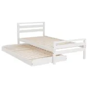Artiss Bed Frame Trundle 2x Single King Single Size Daybed Wooden Metal Leather Mattress Base