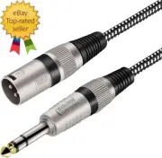 XLR Male to 1/4 Inch TRS Cable 20 FT, Nylong Braided XLR 3 Pin Male to Quarter