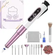 Nail Drill Cordless, Electric Nail File 12 in 1 with LED Display, Nail Drill Machine Professional Portable Rechargeable E File for Gel Acrylic Manicure Pedicure Set with 5 Speeds Purple