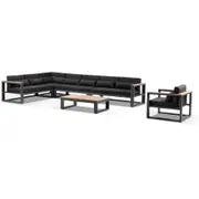 Balmoral Package C Outdoor Aluminium and Teak Lounge Setting with Coffee Table - Outdoor Aluminium Lounges
