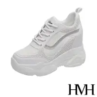 在飛比找momo購物網優惠-【HMH】立體滴塑流線金蔥造型厚底內增高時尚休閒鞋(銀)